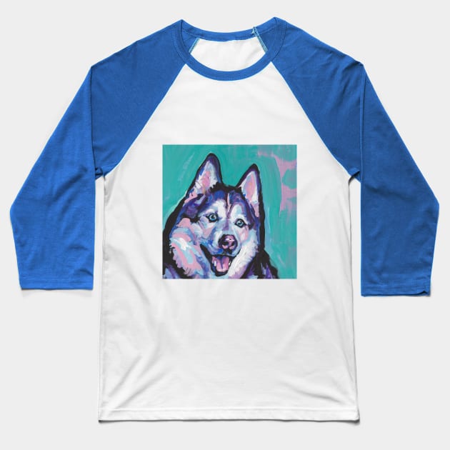 Siberian Husky Bright colorful pop dog art Baseball T-Shirt by bentnotbroken11